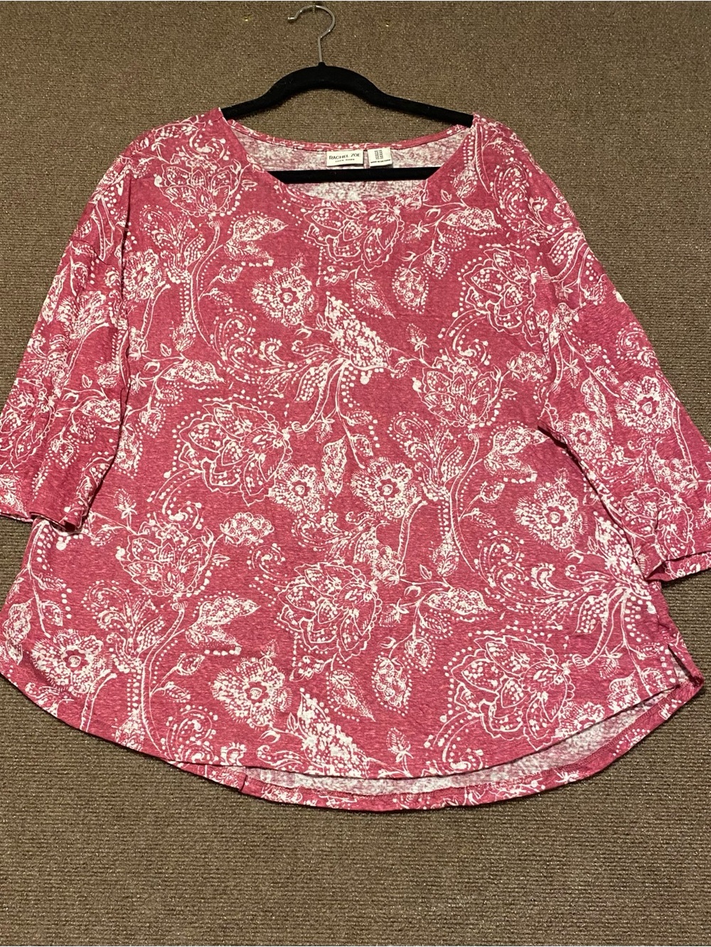 Rachel Zoe 100% Linen Pink Paisley Floral Top Blouse Plus Size 1X